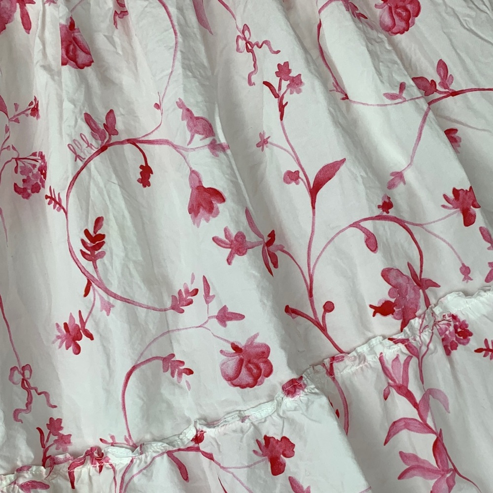 Hill House Floral Midi Dress - White with Pink Print - Picture 5 of 10